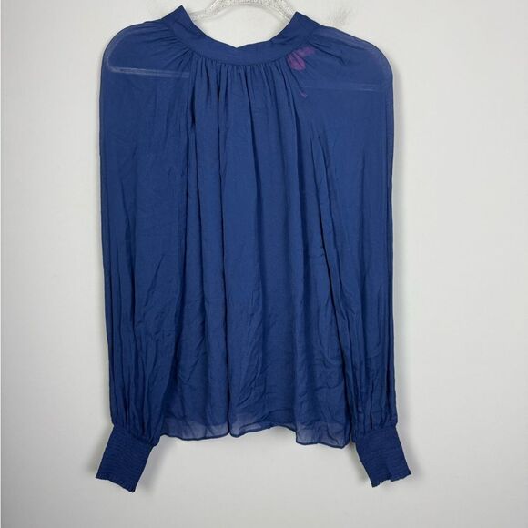 LILLY PULITZER | NEW Ellielynn Sheer Long Sleeve Navy Blue Blouse Women’s Size 2 - Picture 3 of 11